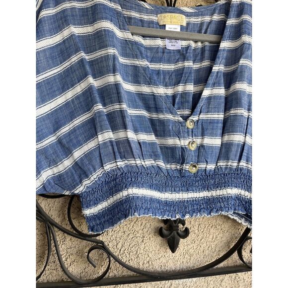 L Space Cropped Blouse - Size M - Blue/White - Picture 4 of 7